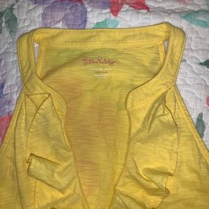 Lilly Pulitzer DREW tank top ruffled yellow Pima